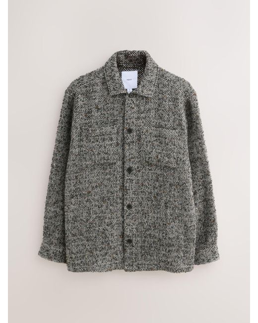 Next Gray Herringbone Check Shacket for men