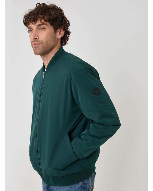 Threadbare Green Showerproof Padded Bomber Jacket for men
