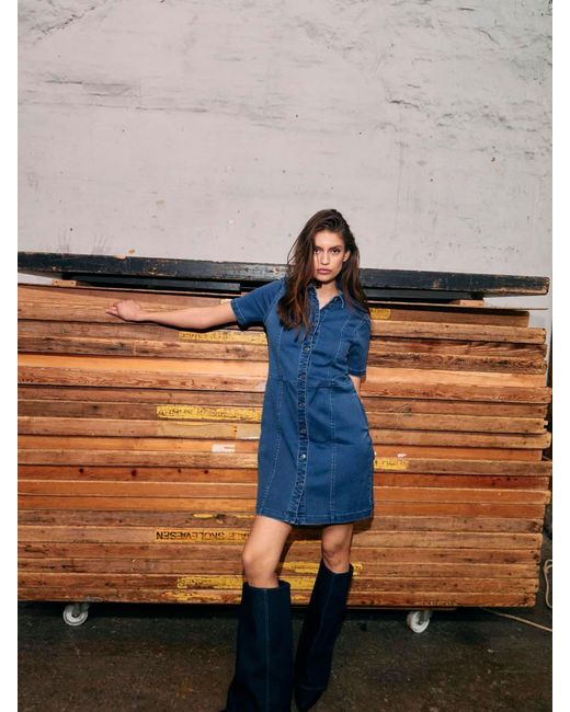 Noisy May Blue Short Sleeve Denim Shirt Dress