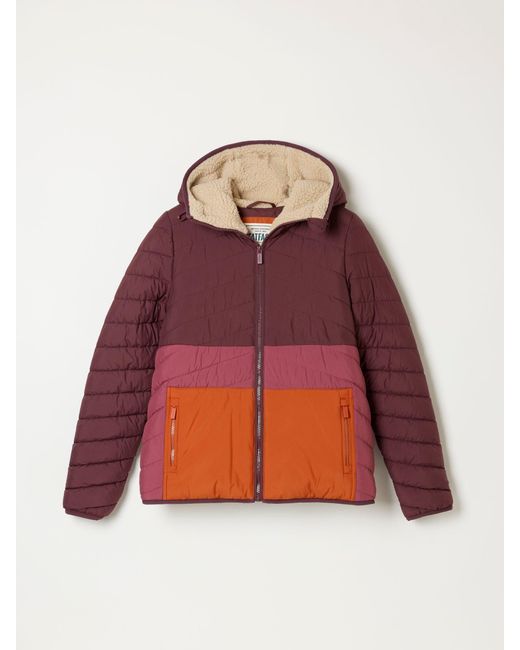 FatFace Red Erica Colourblock Puffer Jacket