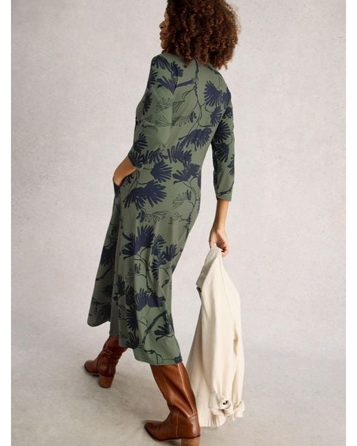 White Stuff Green Rua Jersey Shirt Dress