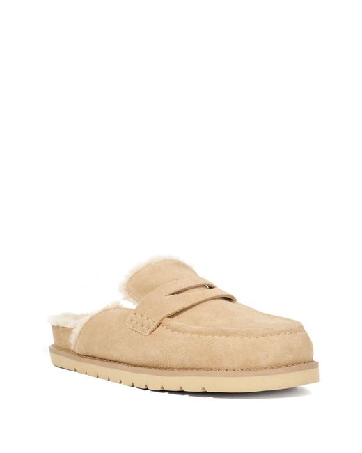 Dune Natural Goldy Lined Backless Loafers for men