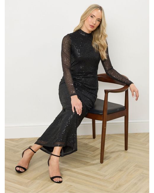 long tall sally black lace dress LTS Tall Women's Black Lace Fitted Midi Dress