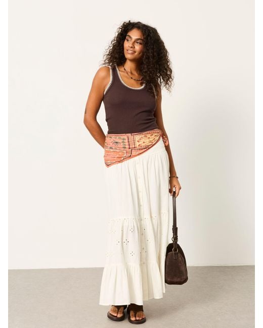FatFace White Fatface Rhea Cutwork Maxi Skirt