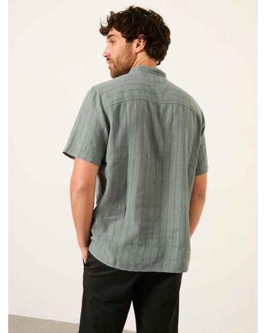 FatFace Gray Fatface Bugle Short Sleeve Grandad Popover Shirt for men