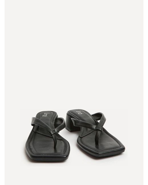 Linzi Black Phase Toe Post Block Heel Mules Sandals
