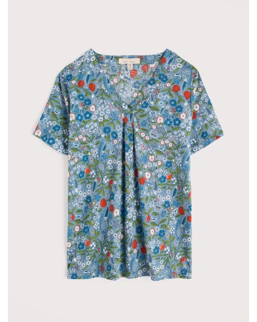 Seasalt Cornwall Blue Barnoon Jersey Printed Short Sleeve Top