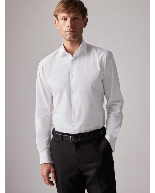 Next White Slim Fit Easy Care Single Cuff Smart Shirts 4 Pack for men