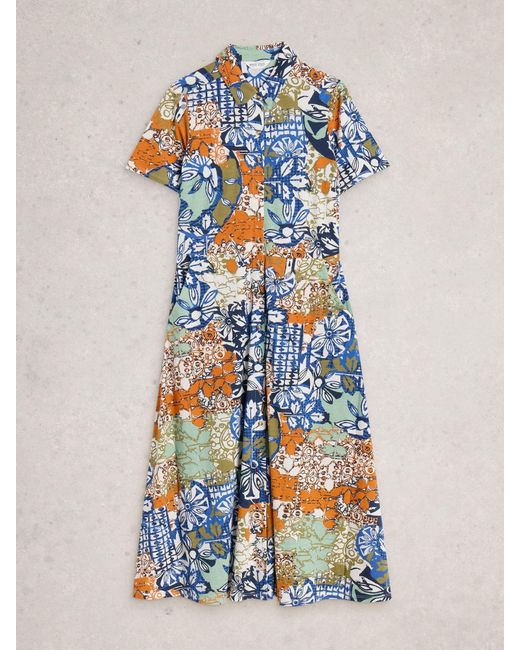 White Stuff Blue Rua Jersey Shirt Dress