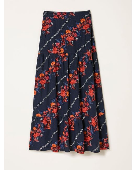 FatFace Blue Fatface Anika Midi Skirt