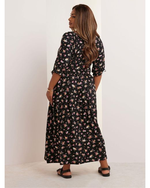 Yours Curve White Floral Print Tie Front Maxi Dress