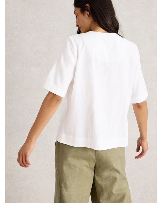 White Stuff White Ash Linen Blend Top