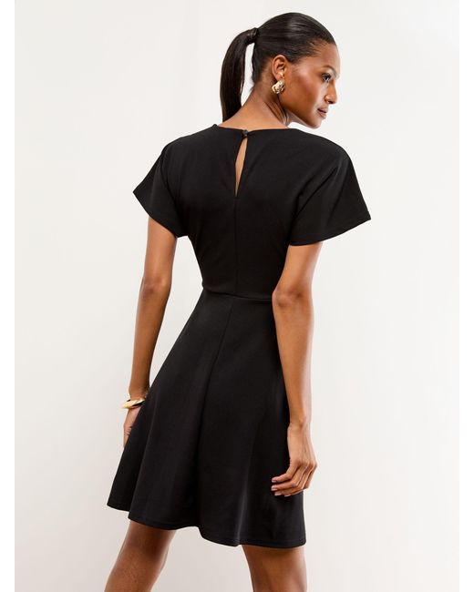 Lipsy Black Hardware Detail Mini Skater Dress