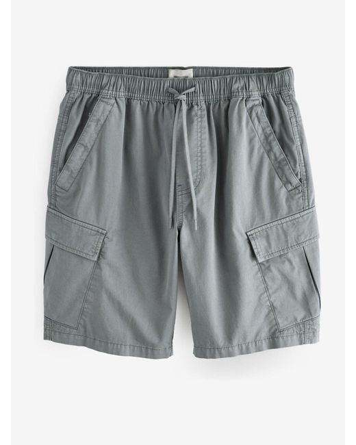 Next Gray Elasticated Waist Cargo Shorts for men
