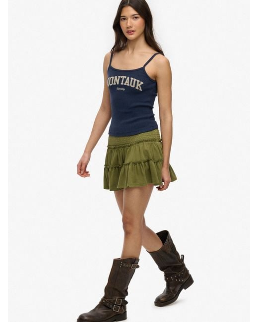 Superdry Blue Tiered Jersey Mini Skirt