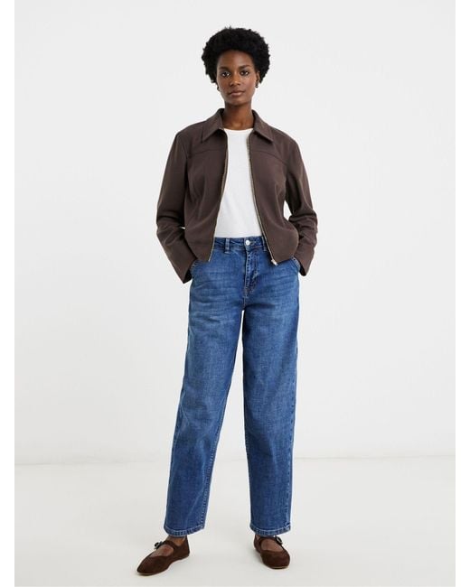 JD Williams Brown Zip Front Herringbone Jacket