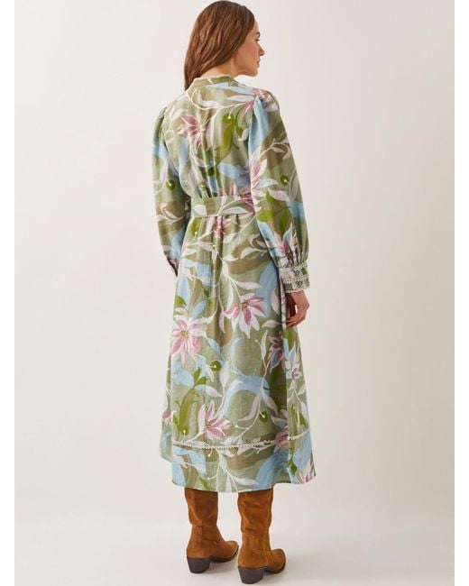 Monsoon White Piper Floral Print Midi Dress