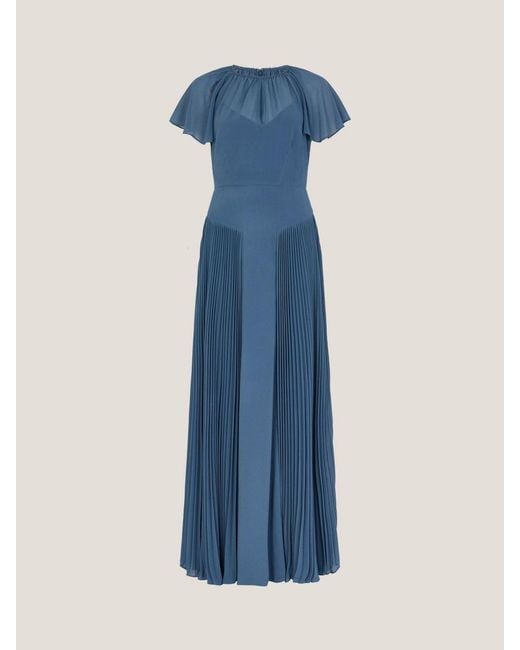 Monsoon Blue Madison Flutter Sleeve Pleated Bridesmaid Dress