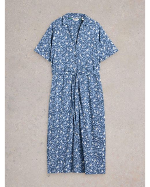 White Stuff Blue Annie Jersey Shirt Dress