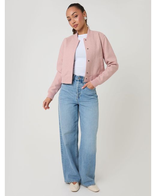 Threadbare Pink Faux Wool Bomber Jacket