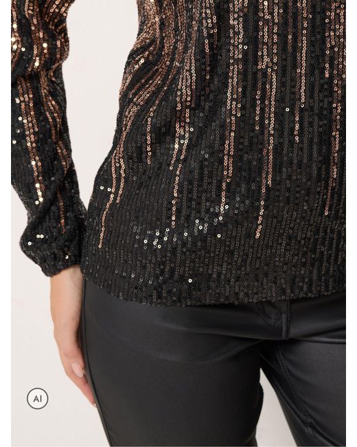 M Com Brown Ombre Sequin Top