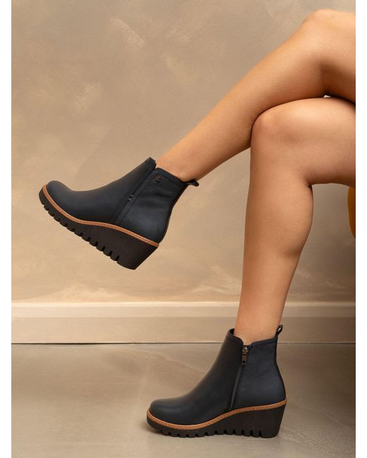 Lunar Black Pixie Wedge Ankle Boots