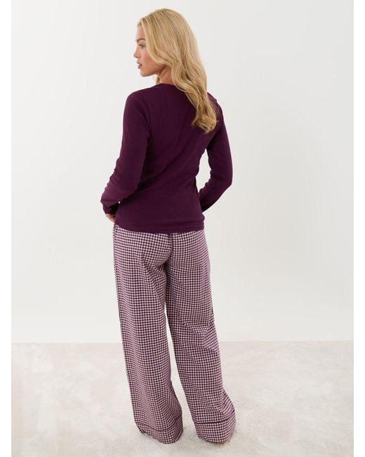 Threadbare Purple Cotton Long Pyjamas Set