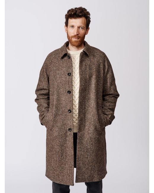aubi Brown Glenties Wool Overcoat for men