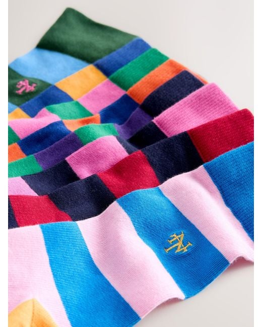Next Blue Striped Pattern Socks 8 Pack for men
