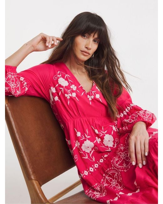 JD Williams 100% Cotton Embroidered Smock Dress