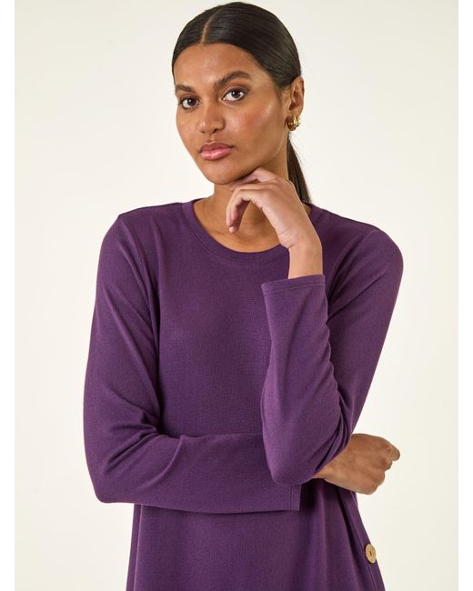 Roman Purple Side Button Detail Shift Dress