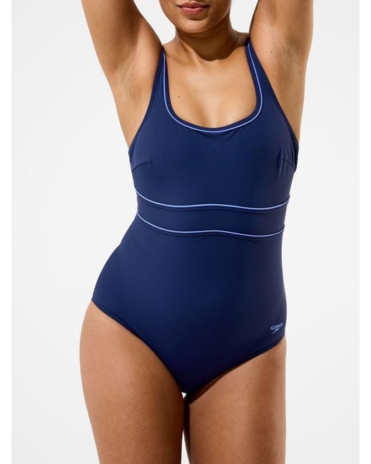Speedo Blue Solid Contour Eclipse Swimsuit