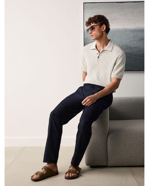 Next Natural Regular Fit Cotton Rich Short Sleeve Knit Polo Shirt With Linen for men