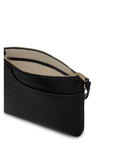 Radley Black Pockets Faux Croc Small Cross-Body Bag