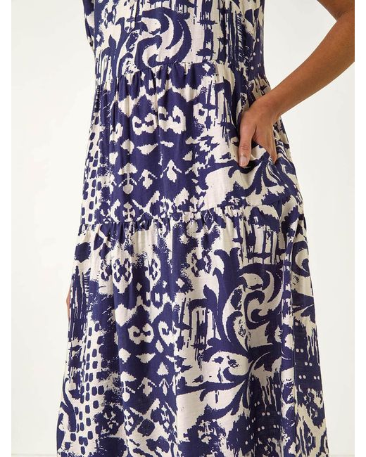 Roman White Abstract Print Midi Shirt Dress