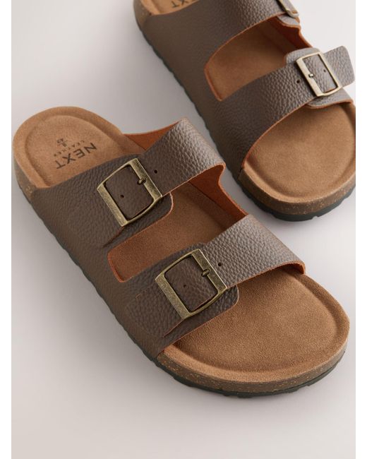 Next Brown Leather Two Buckle Sandals for men
