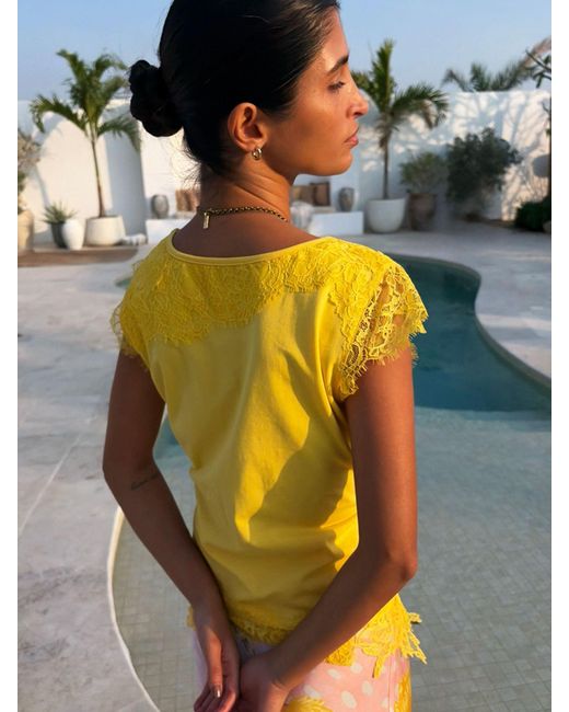 Never Fully Dressed Yellow Lace Insert Top