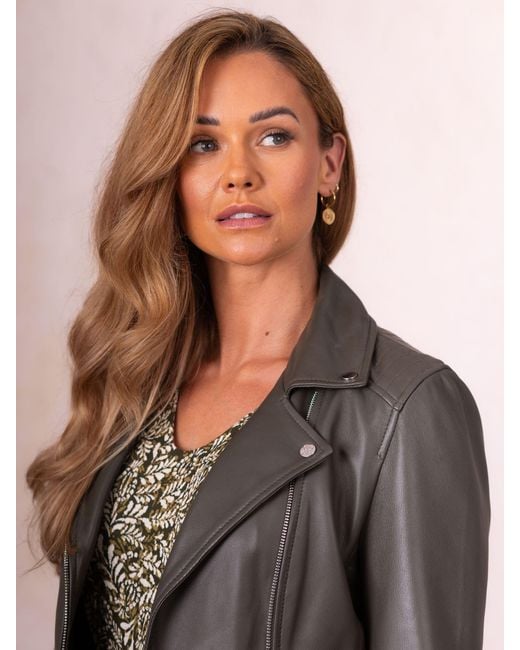 Lakeland Leather Gray Tarraby Biker Jacket