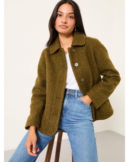FatFace Green Fatface Mae Boucle Jacket