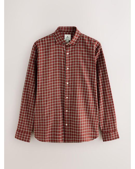 Next Brown Brushed Flannel Shirt for men