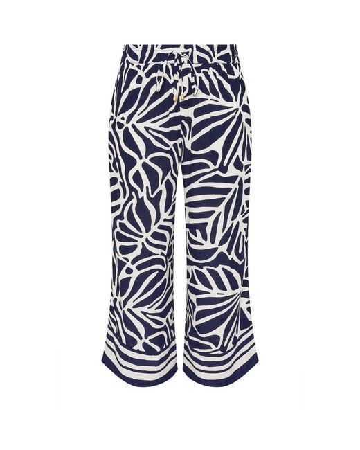 Evans Blue Border Print Trousers