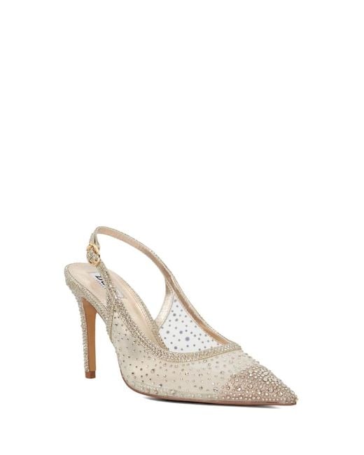 Dune White Compassionate Metalised Fibre Kitten Sling Back Heels