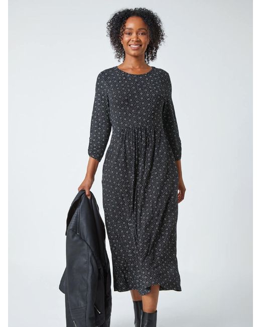 Roman White Petite Spot Pocket Stretch Midi Dress