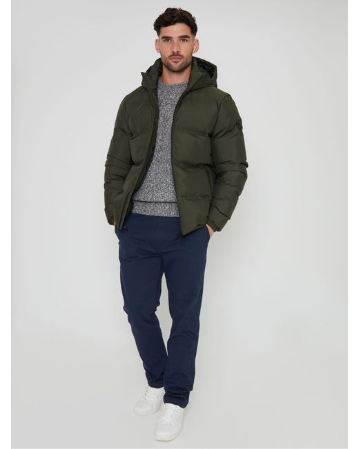 Threadbare Gray Showerproof Hooded Puffer Coat for men