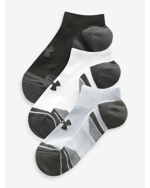 Under Armour Gray No Show Performance Tech Crew Socks 3 Pack for men