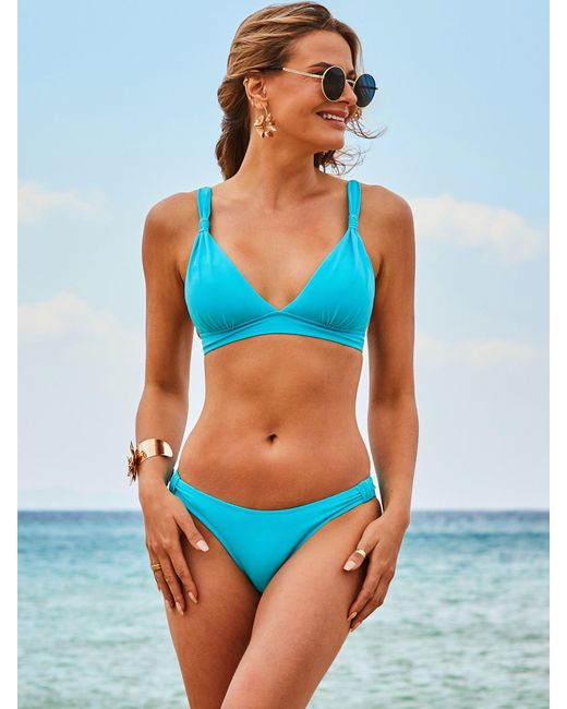 Sosandar Blue Knot Detail Bikini Top