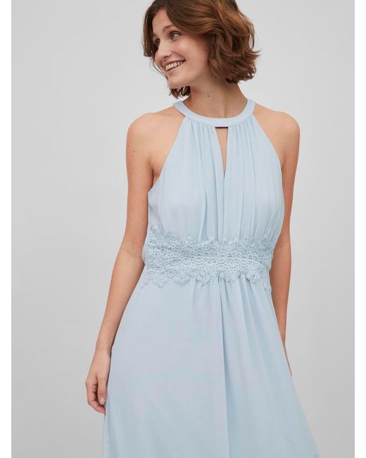 Vila White Halterneck Flower Girl Lace Detail Occasion Maxi Dress