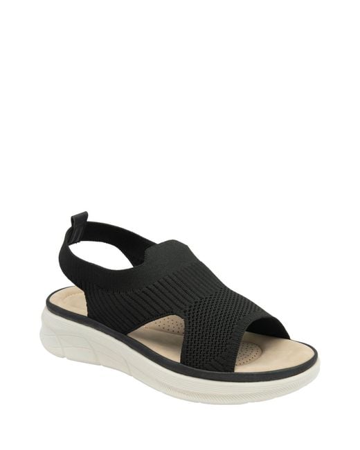 Dunlop Black Elasticated Wedge Sandals