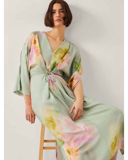 Monsoon Green Jane Floral Print Midi Dress