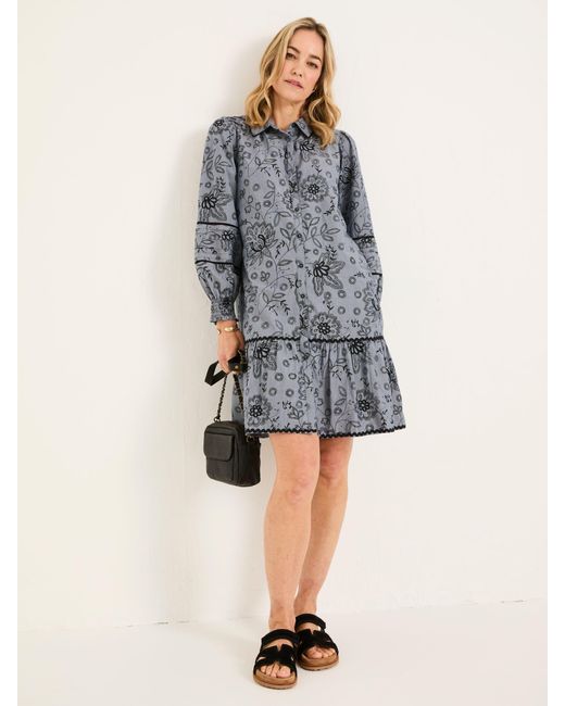 FatFace Gray Fatface Kitty Embroidered Dress